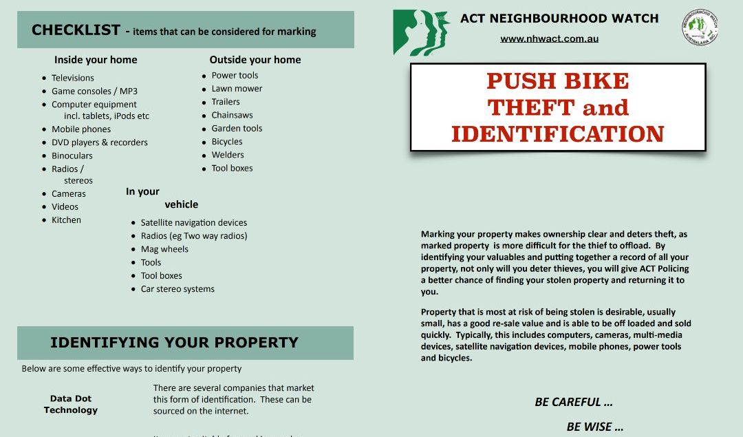 Property Identification. ACT Neighbourhood Watch